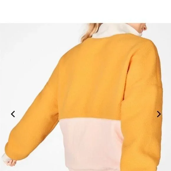 Fabletics Mallory Fleece Pullover Women’s Size Small Yellow/Tan - Picture 2 of 13